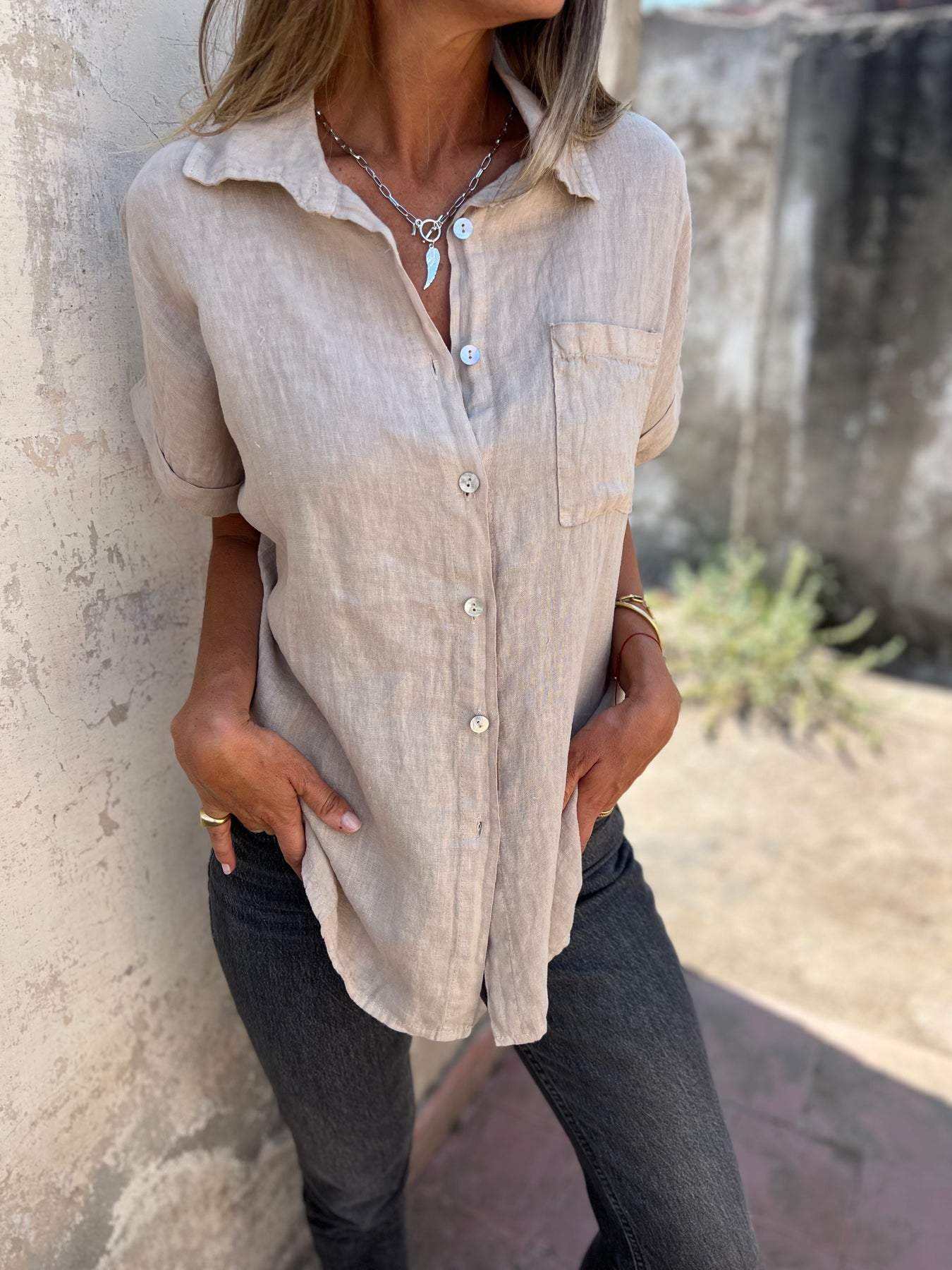 Casual Cotton-Linen Lapel Shirt – Nyla