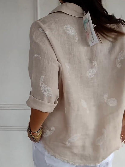 Cotton-Linen Lapel Shirt with 3/4 Sleeves – Jordan – view 3