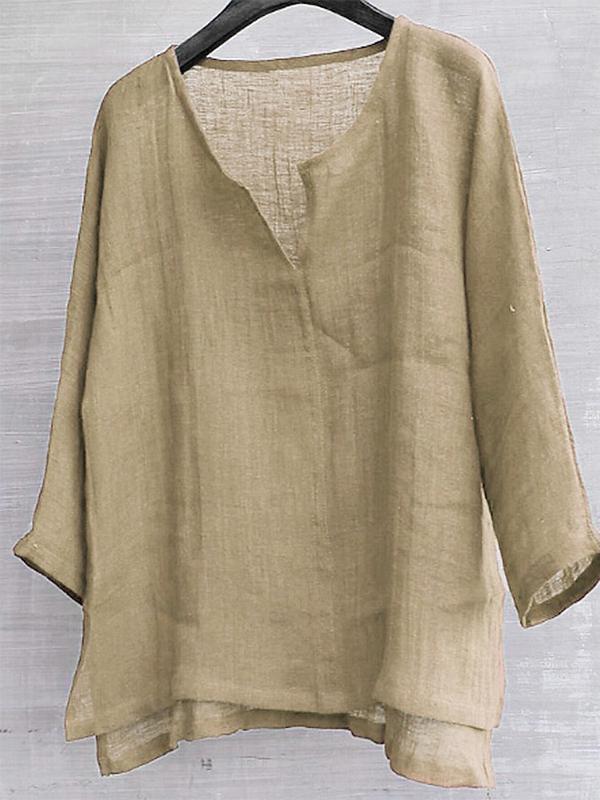 Linen Summer Beach Shirt – Rosamund – Khaki