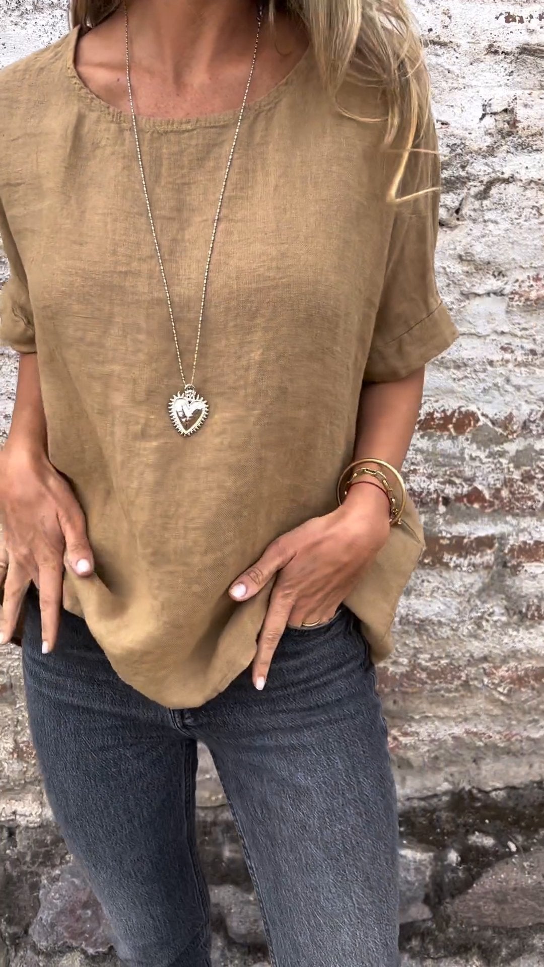 Cotton-Linen Crewneck Tee – Priya – view 4