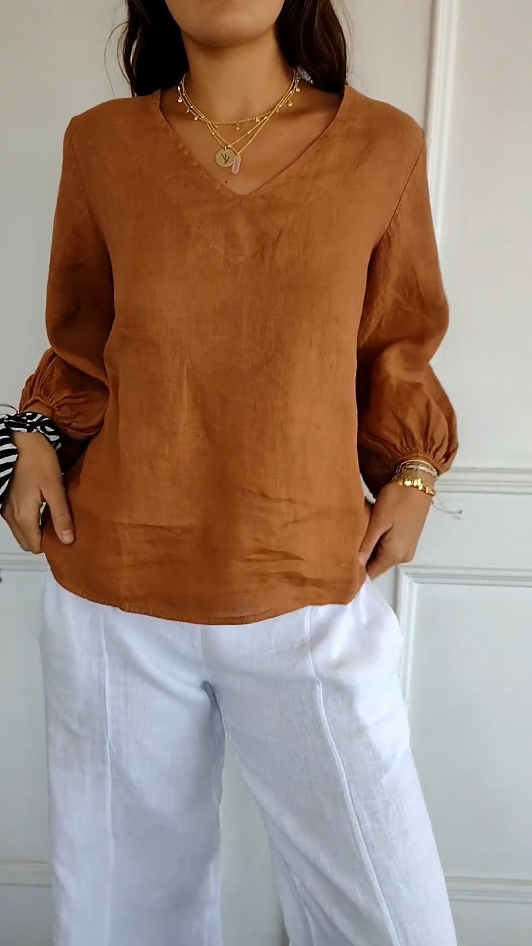 Cotton-Linen Shirt with Puff Sleeves – Halcyon – view 4