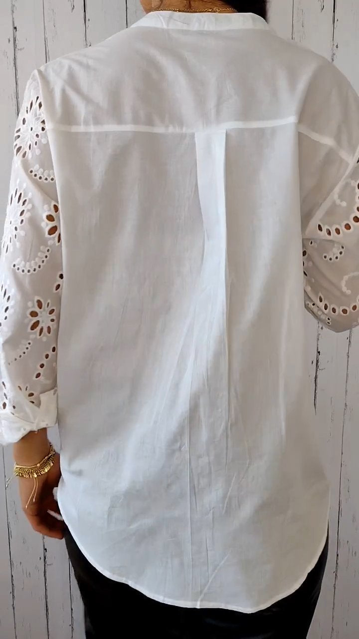 Openwork Cotton-Linen Shirt – Marisol – view 4