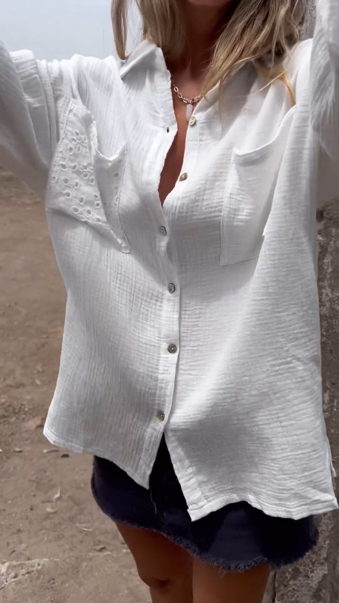 Cotton Lapel Shirt with Two Pockets – Harlow