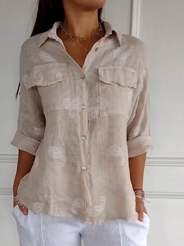 Cotton-Linen Lapel Shirt with 3/4 Sleeves – Jordan – view 2