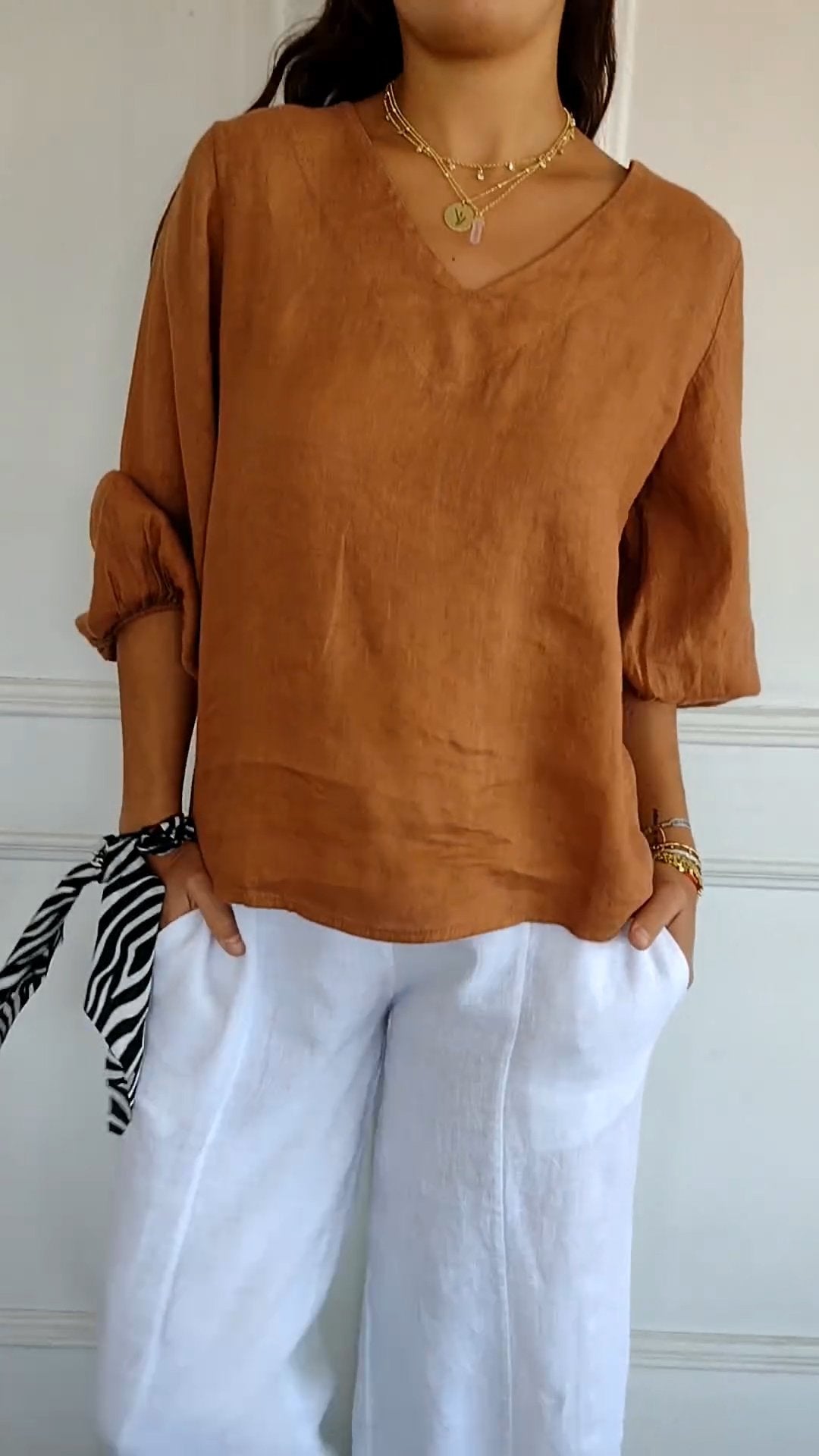 Cotton-Linen Shirt with Puff Sleeves – Halcyon – view 5