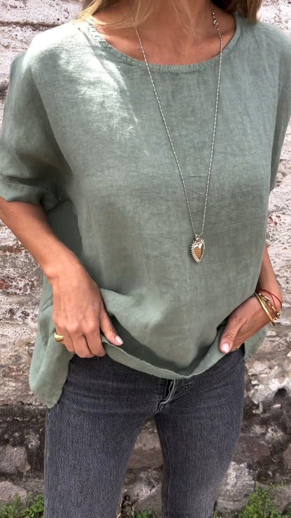 Cotton-Linen Crewneck Tee – Priya – view 5