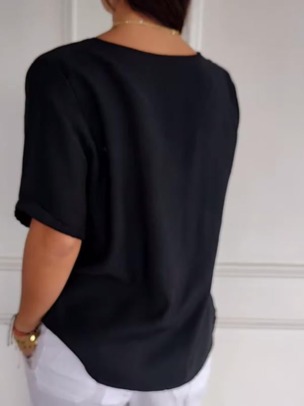 Women's Casual Cotton-Linen Button-Detail Shirt – Josephine
