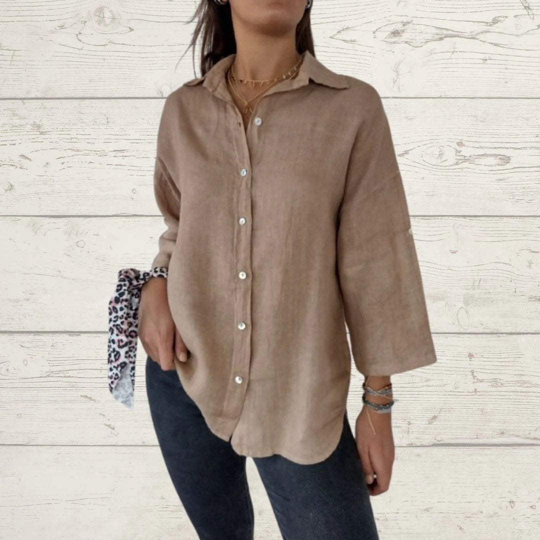 Cotton-Linen Long-Sleeve Lapel Shirt – Dorothea