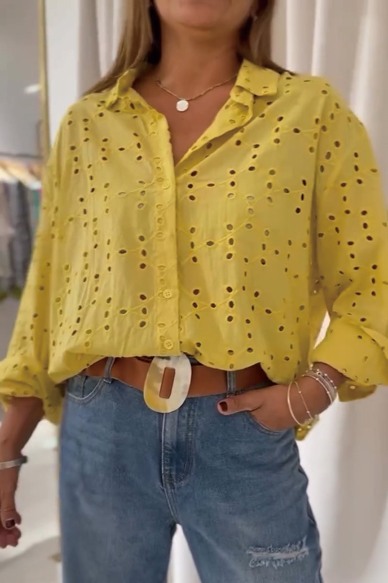 Casual Openwork Summer Shirt – Kirby – Yellow