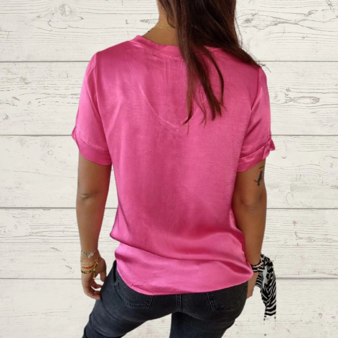 Satin V-Neck Tee – Primrose – view 3