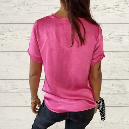 Satin V-Neck Tee – Primrose – view 3