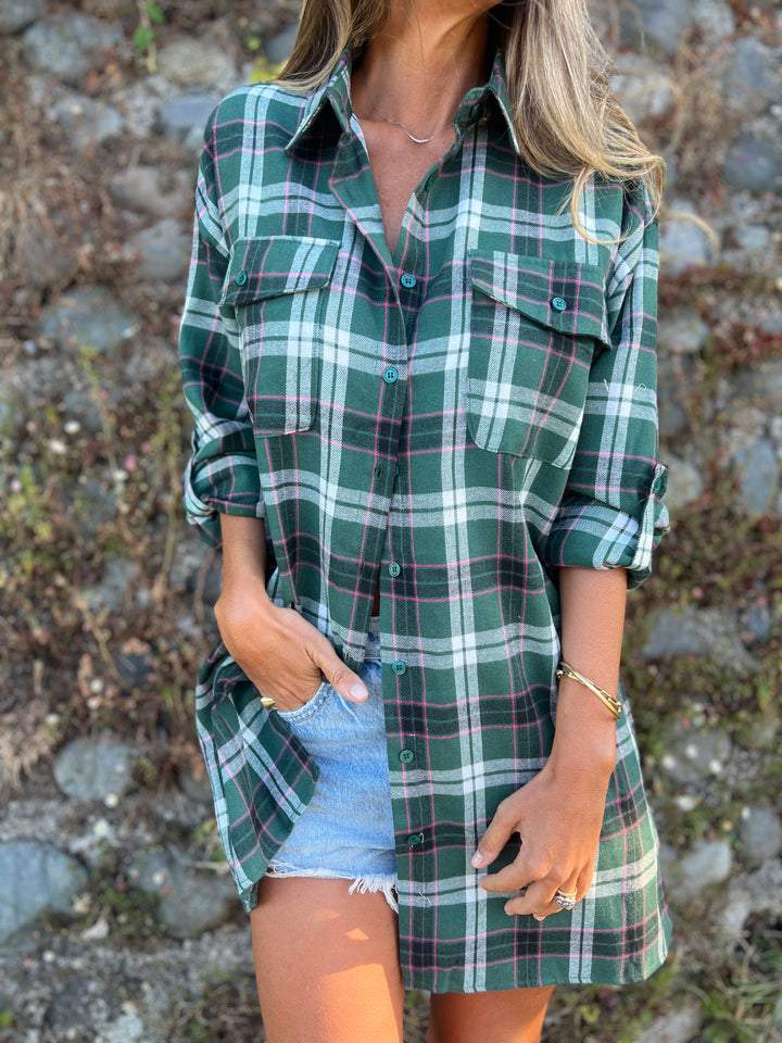 Plaid Lapel Shirt with 3/4 Sleeves – Nova – view 3
