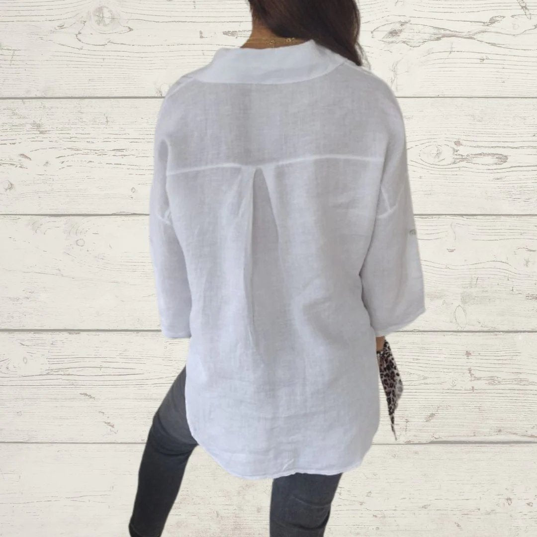 Cotton-Linen Long-Sleeve Lapel Shirt – Dorothea – view 4