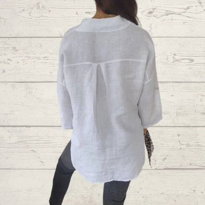 Cotton-Linen Long-Sleeve Lapel Shirt – Dorothea – view 4