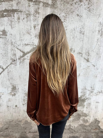 Casual Velvet Long-Sleeve Lapel Shirt – Serena – view 6