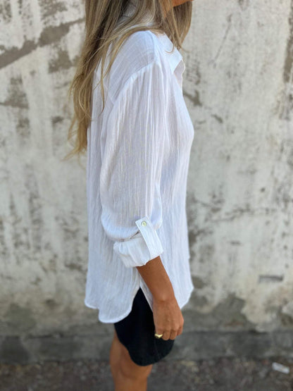 Cotton-Linen Lapel Shirt – Sarai – view 3