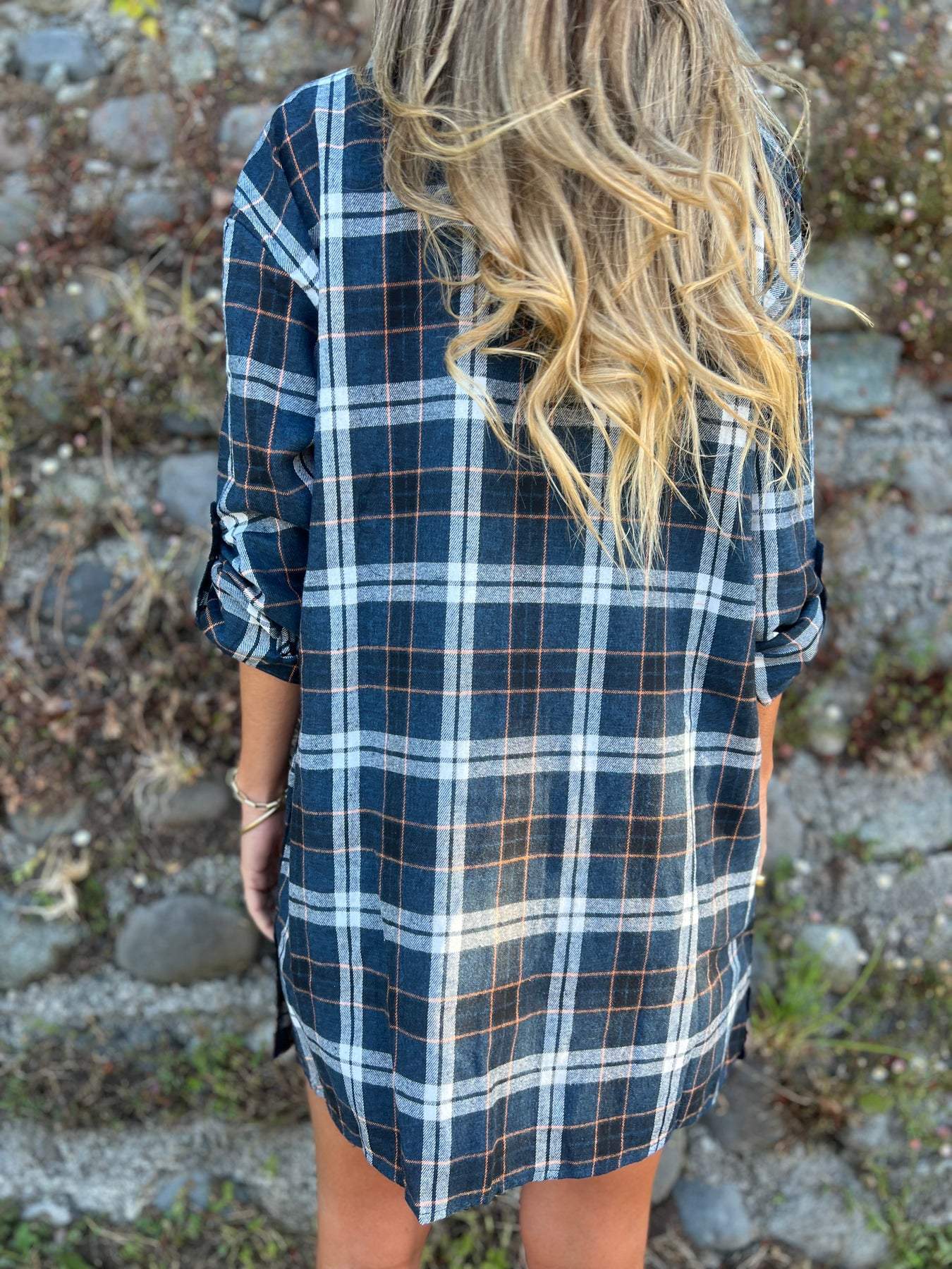 Plaid Lapel Shirt with 3/4 Sleeves – Nova – view 2