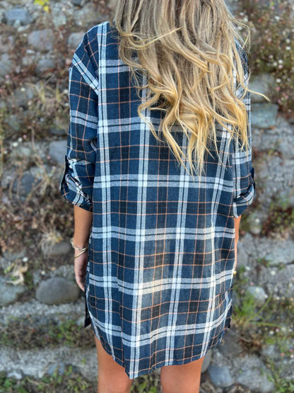 Plaid Lapel Shirt with 3/4 Sleeves – Nova – view 2