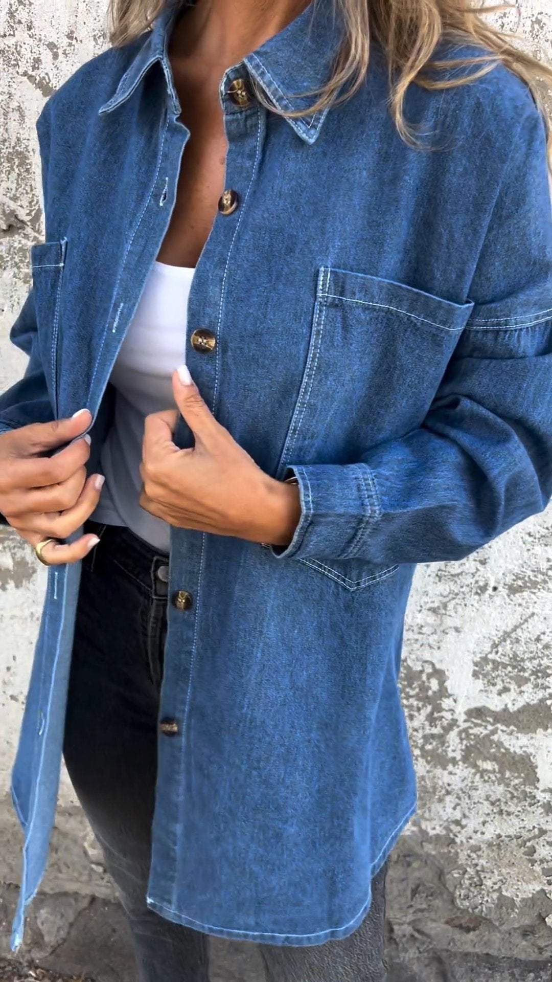 Casual Denim Lapel Shirt – Zita – view 2
