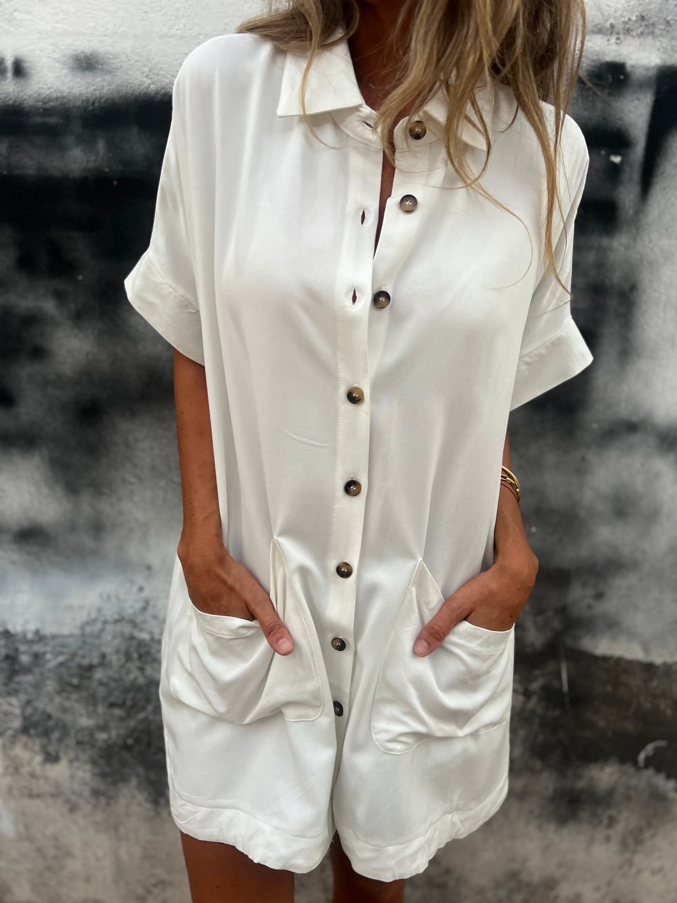 Comfort Long Cotton-Linen Shirt – Amara – White
