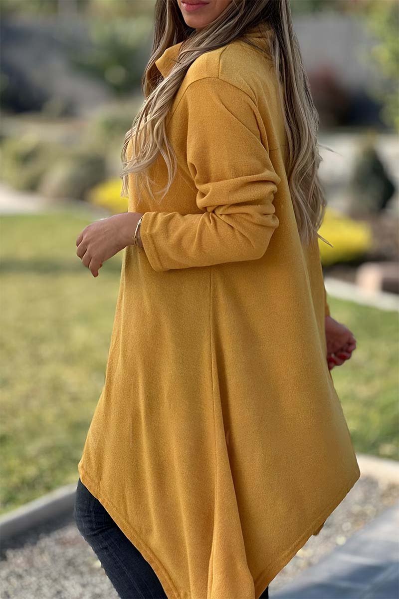 Women's Casual Turtleneck Long-Sleeve Tee with Asymmetric Hem – Simone