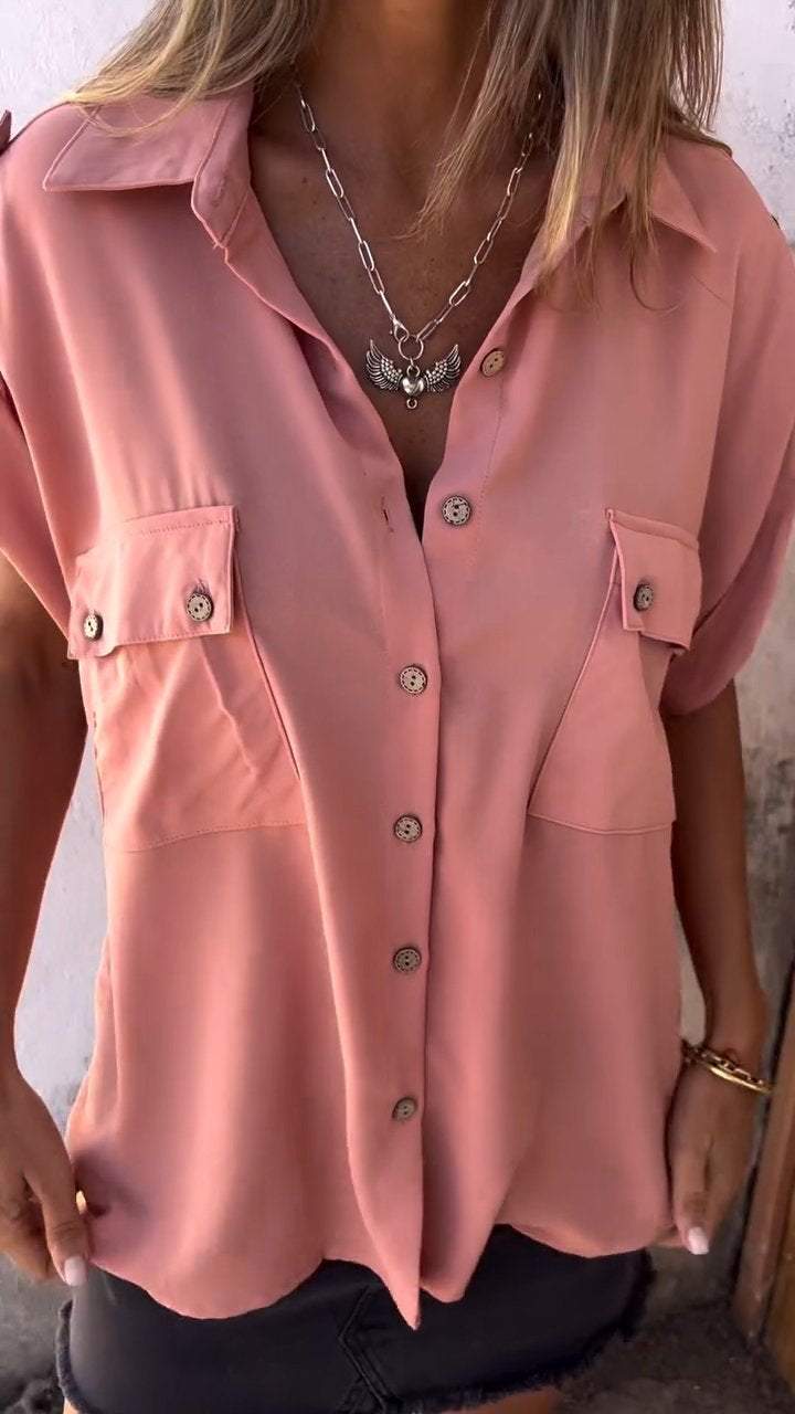 Lapel Shirt with Double Pockets – Elena