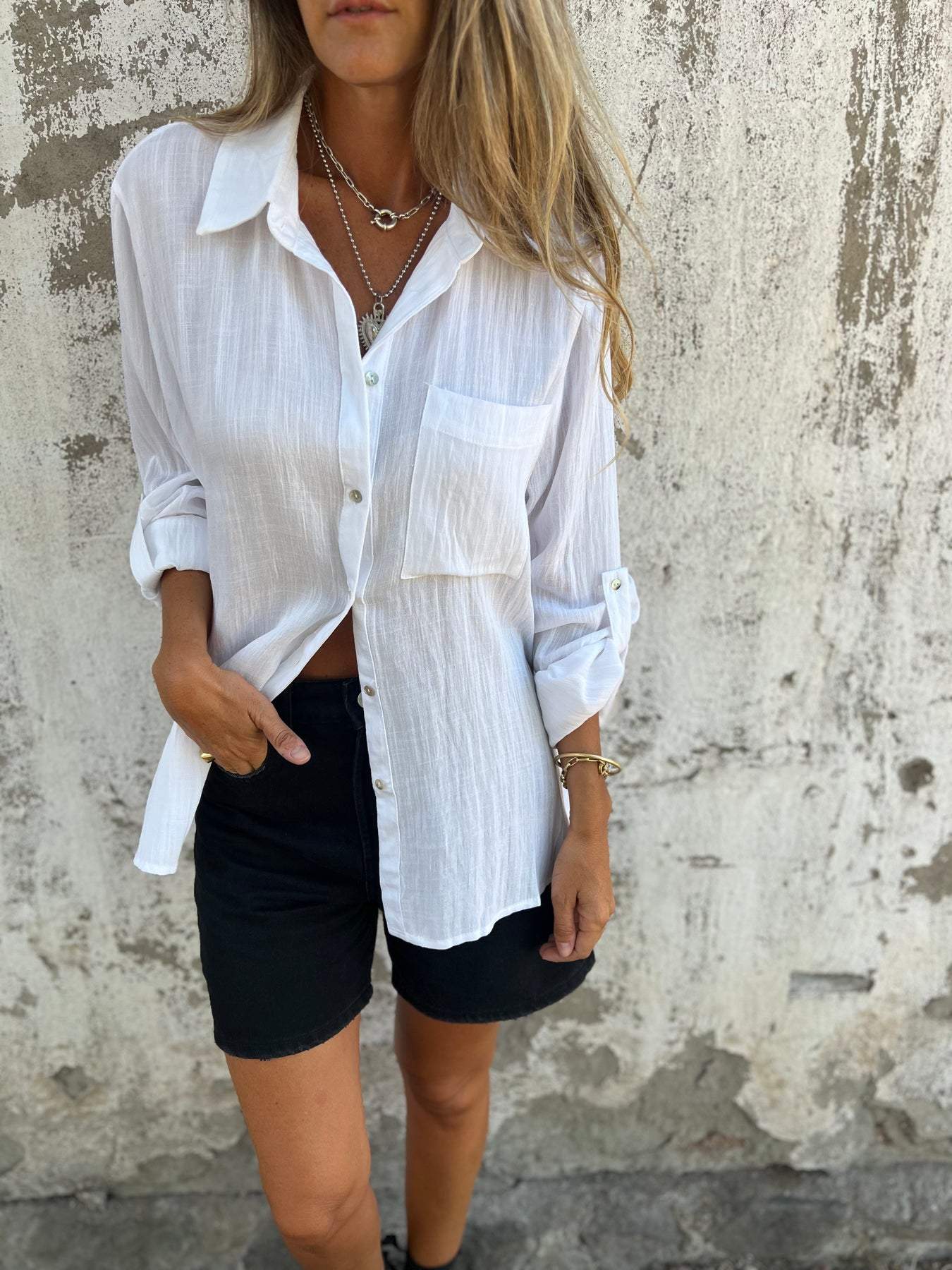 Cotton-Linen Lapel Shirt – Sarai – view 2