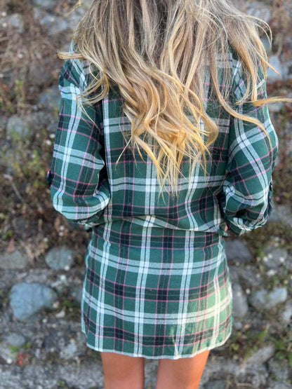 Plaid Lapel Shirt with 3/4 Sleeves – Nova – view 4