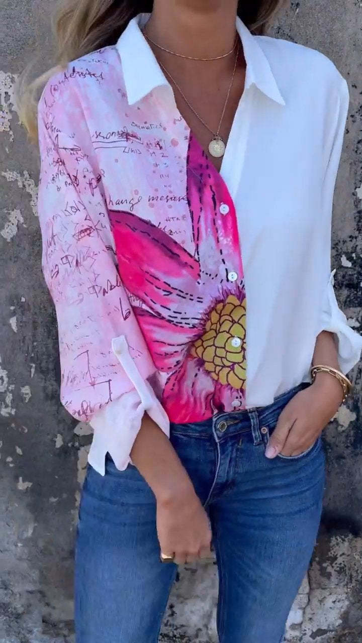 Lapel Shirt with Partial Print – Saoirse – view 2