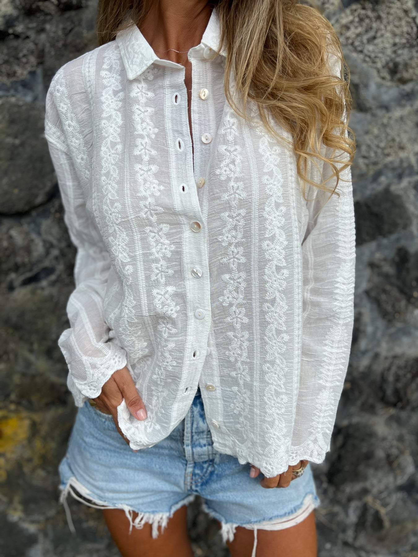 Embroidered Lapel Shirt – Zoya