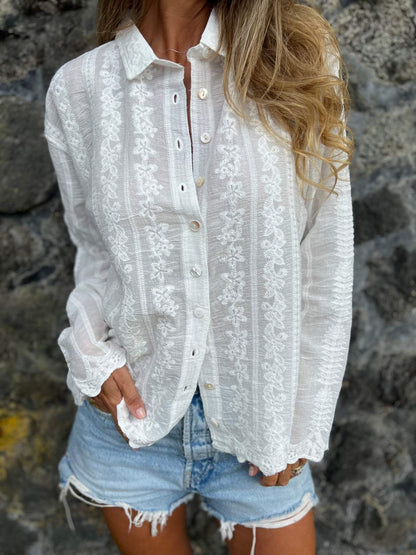 Embroidered Lapel Shirt – Zoya
