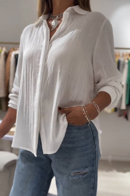 Casual Cotton-Linen Shirt – Elise – White