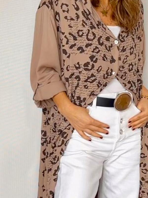 Hooded Long Tee with Leopard Print – Beth
