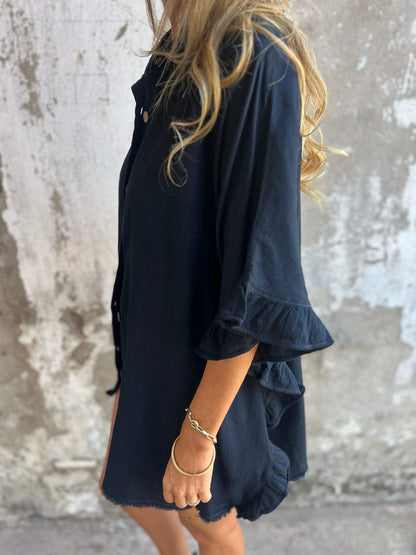 Cotton-Linen Shirt with Scalloped Hem – Amalia – view 2