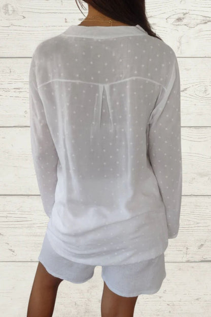 Women's Star-Print Linen Blouse with Front Pocket – Verity – view 9