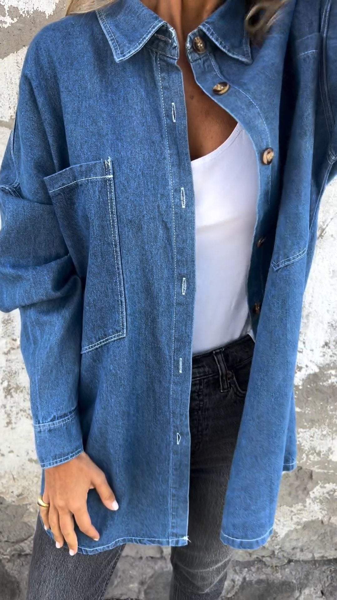 Casual Denim Lapel Shirt – Zita