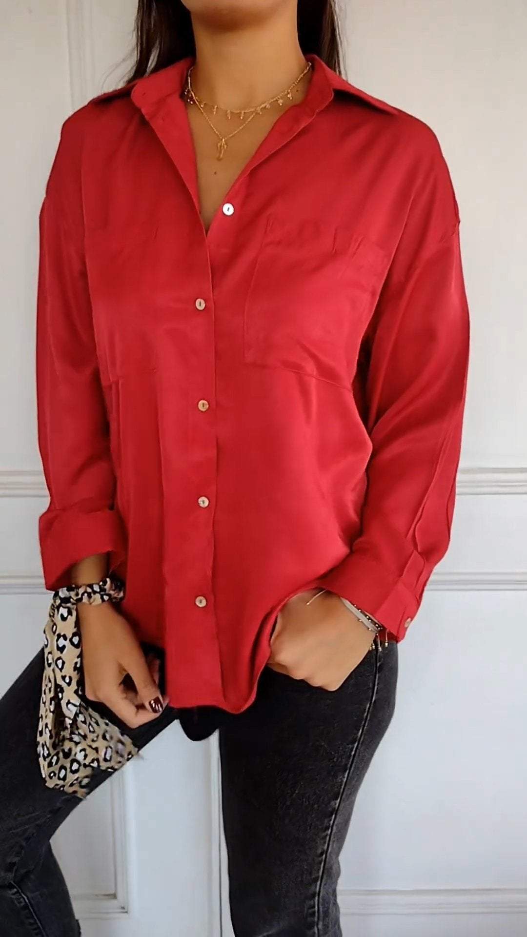 Casual Long-Sleeve Lapel Shirt – Alessandra – view 2