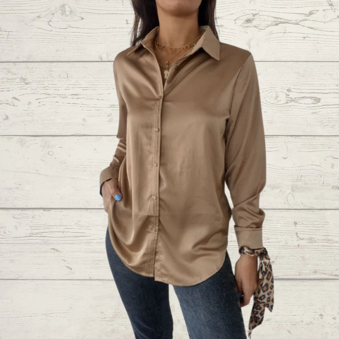 Satin Long-Sleeve Lapel Shirt – Idris – view 4