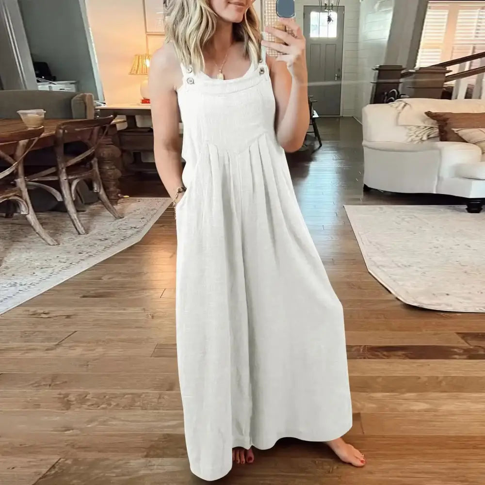 Casual Linen Jumpsuit – Salome – White