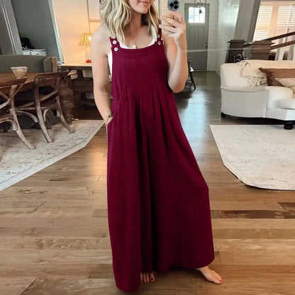 Casual Linen Jumpsuit – Salome – Wine