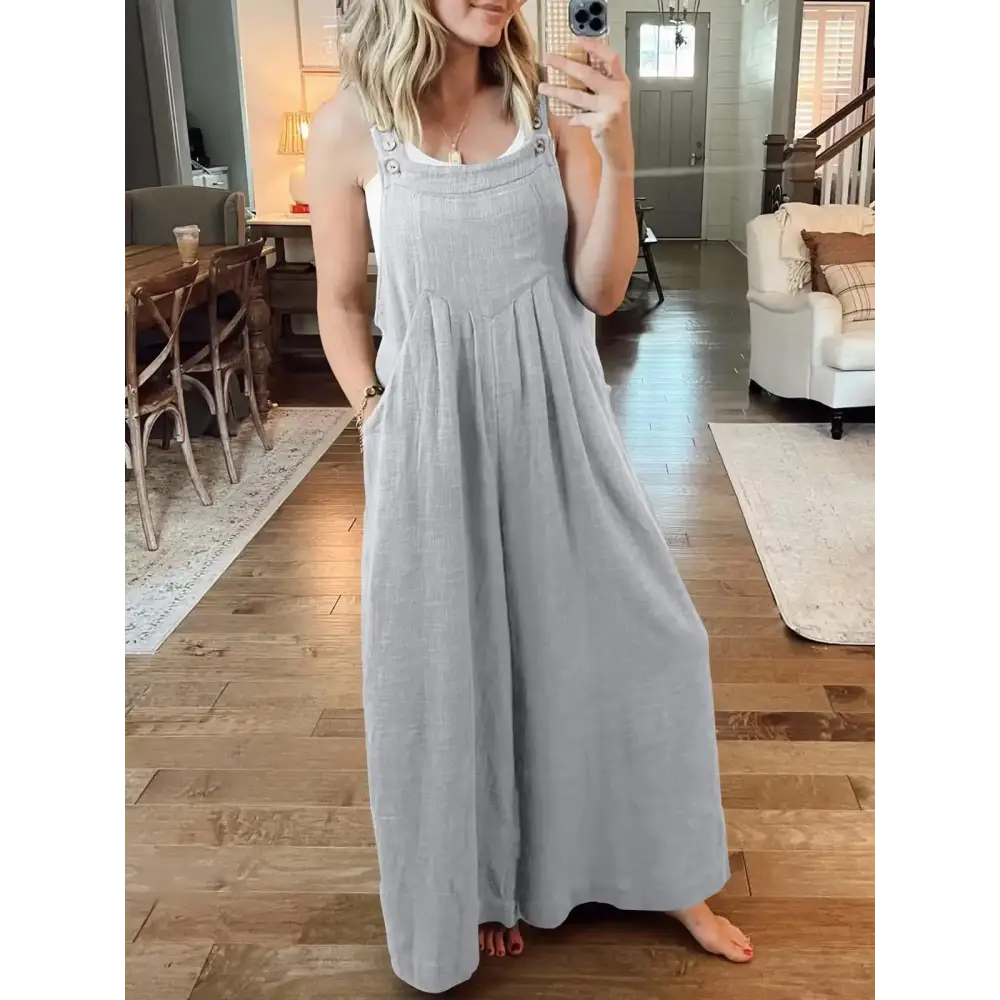 Casual Linen Jumpsuit – Salome – Gray