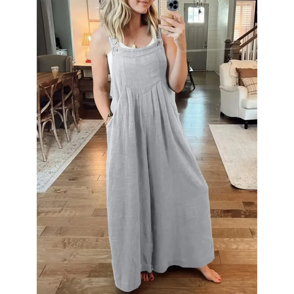 Casual Linen Jumpsuit – Salome – Gray