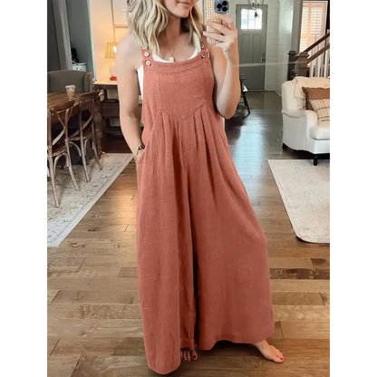 Casual Linen Jumpsuit – Salome – Nude