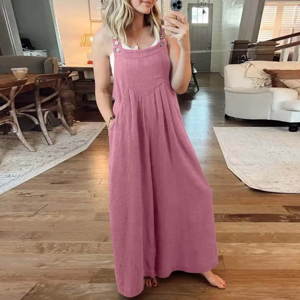 Casual Linen Jumpsuit – Salome – Pink