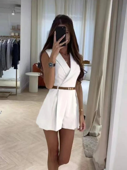 Women's Tailored Wrap-Neck Romper – Agatha