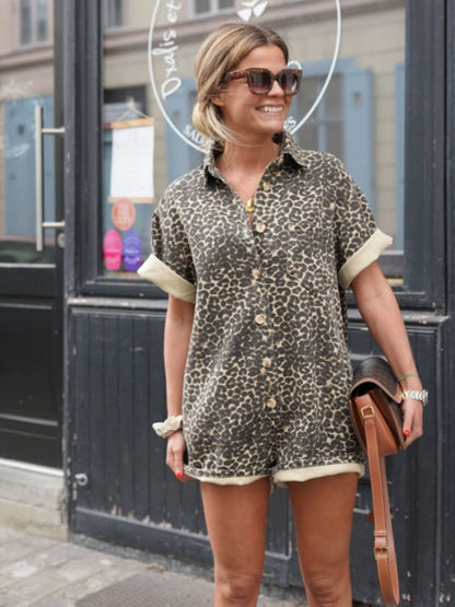 Women's Casual Animal-Print Button-Front Romper – Lisa – view 2