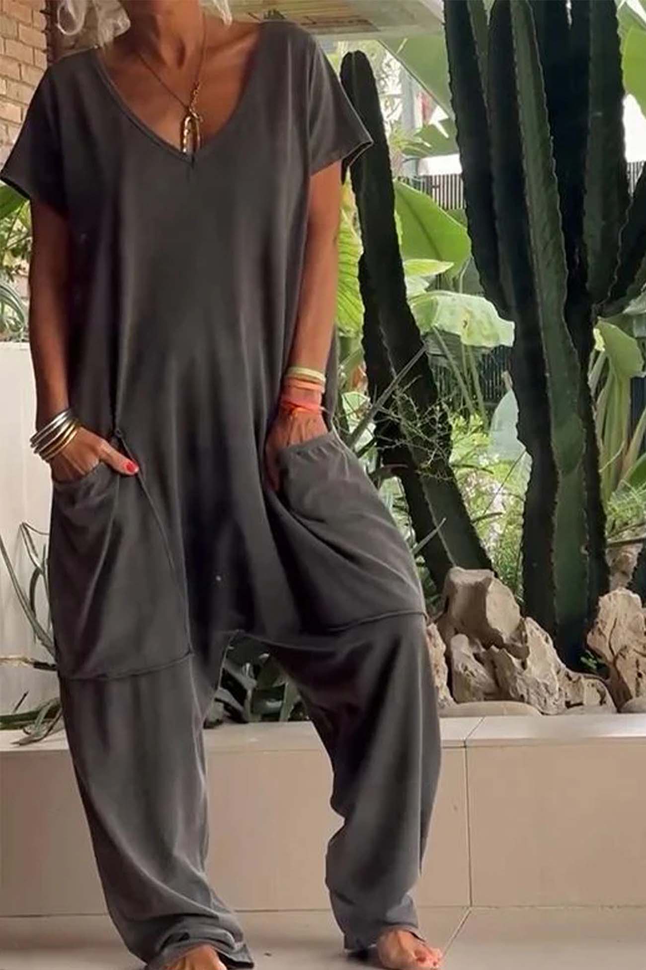 Women's Chic Jumpsuit – Davina – Stone Gray