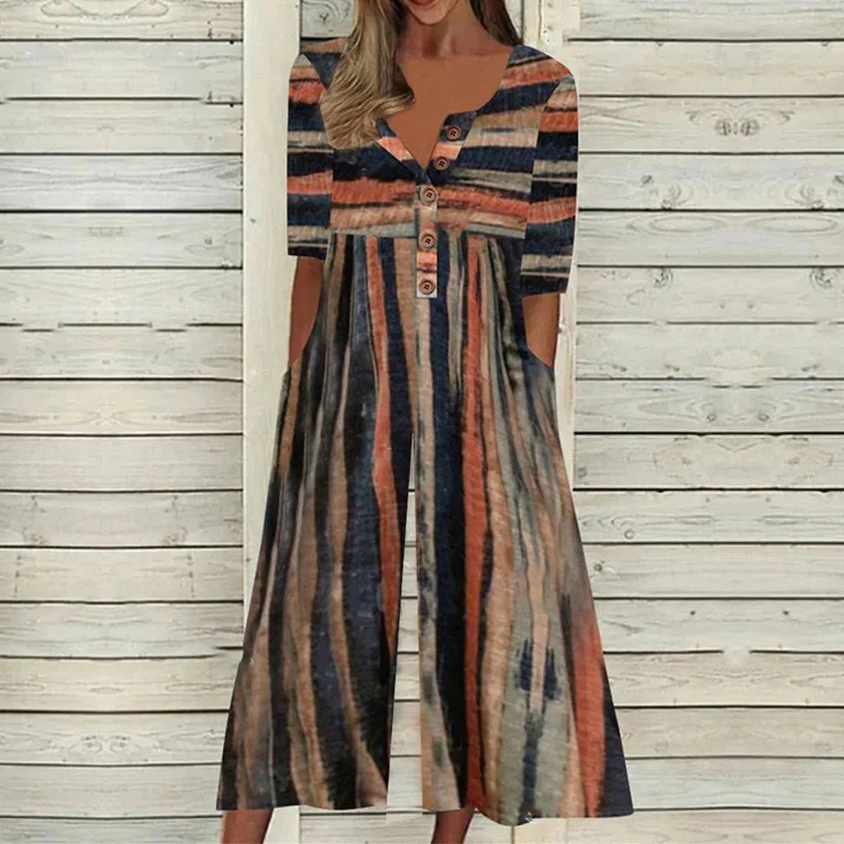 Women's Scoop-Neck Jumpsuit – Larissa – Multicolor