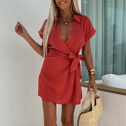 Women's V-Neck Jumpsuit – Maya – Red