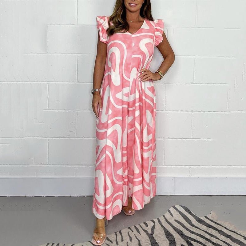 Women's Printed Jumpsuit – Lola – Light Pink
